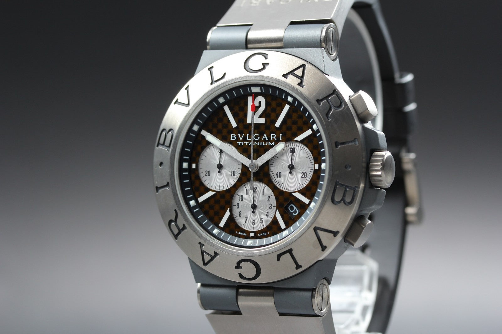 BVLGARI Diagono TI44TACH Automatic Chronograph Carbon Men's Watch 44mm JAPAN
