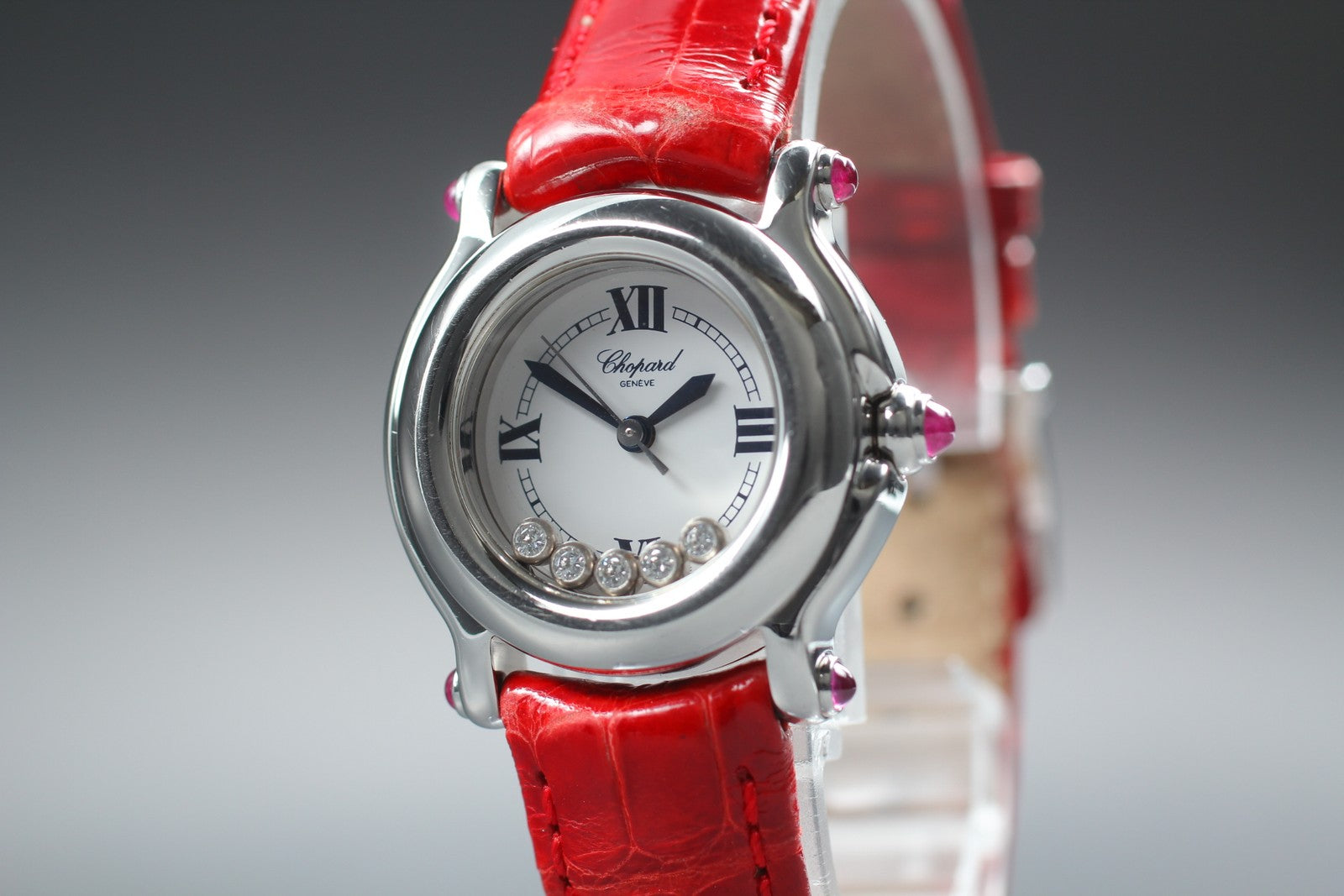 [Exc+5 Box] Chopard Happy Sport 27/8245-21 Red Diamond Quartz Women’s Watch
