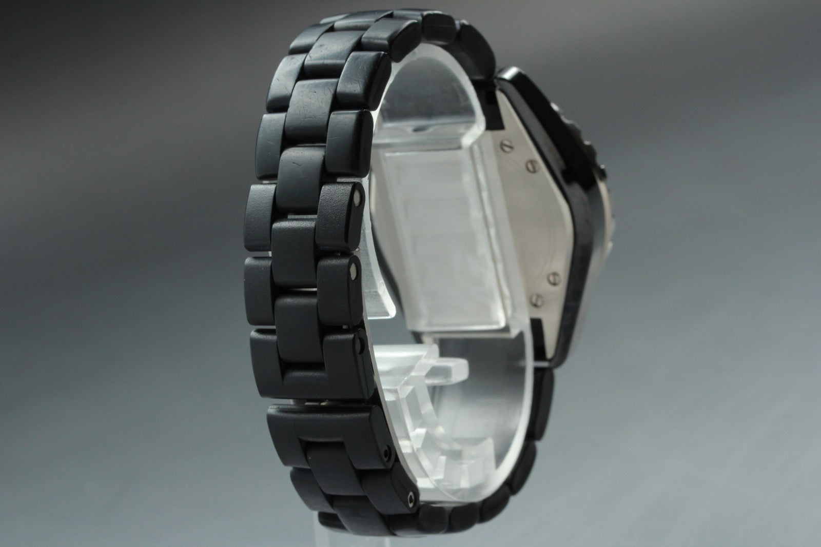 Overhauled Exc+5 Box CHANEL J12 H0681 Black Ceramic Rubber 33mm Qz Women’s Watch