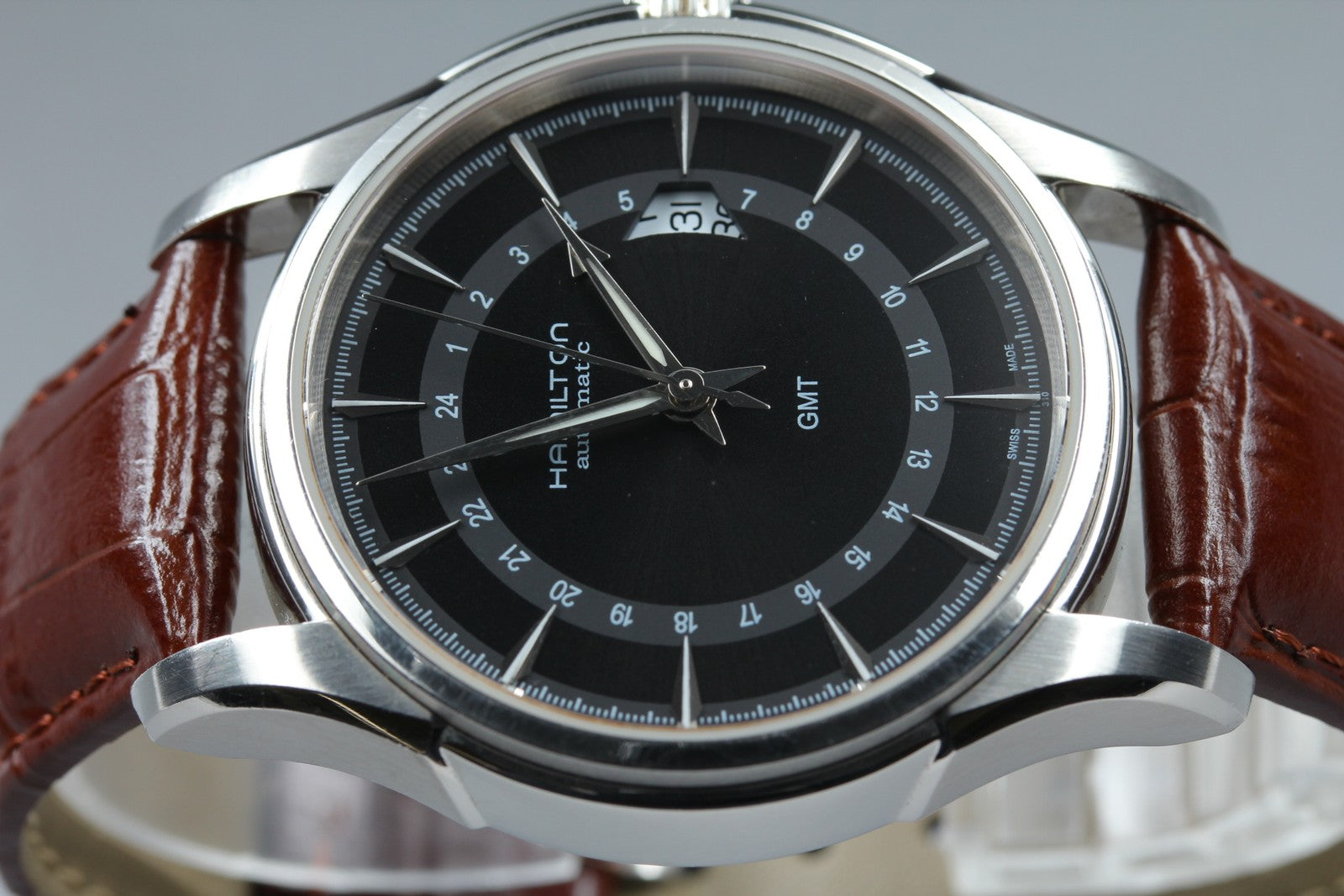Hamilton Jazzmaster Traveler GMT Automatic Black Dial Men's Watch 42mm JAPAN
