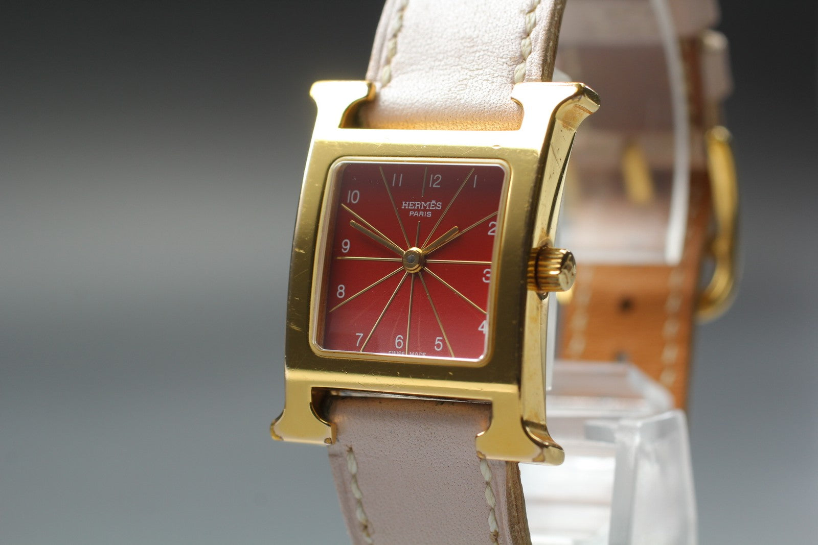 HERMES H Watch HH1.201 Quartz Red Dial Ladies Watch 21mm JP Box JAPAN