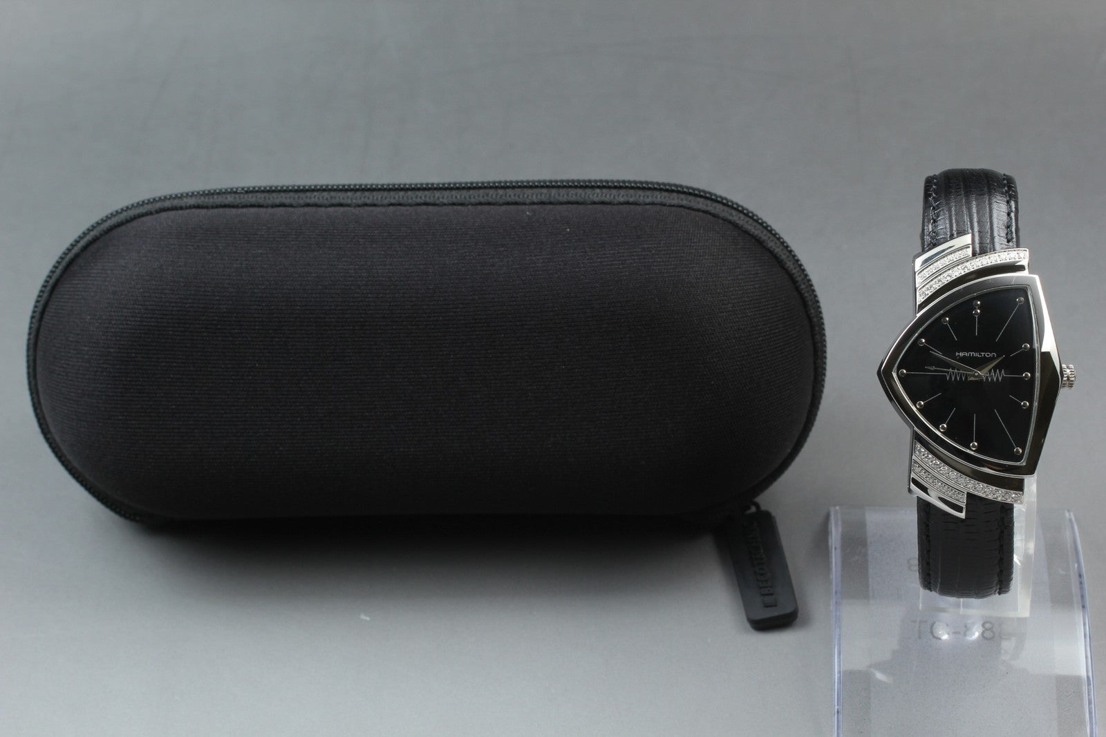 [Exc+5] Hamilton Ventura H244610 Diamond Quartz Black Men's Watch 32mm JAPAN