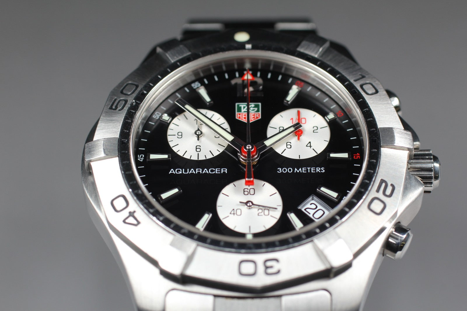 Box Tag Heuer Aquaracer CAF1110 Chronograph Black Quartz Men's Watch 42mm JAPAN