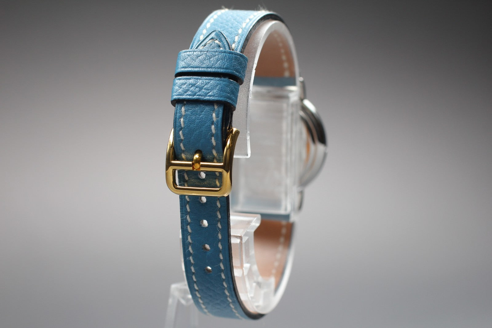 Vintage [Exc+5 Box] HERMES Meteor Gold Blue "C " 24mm Woman's Watch Quartz