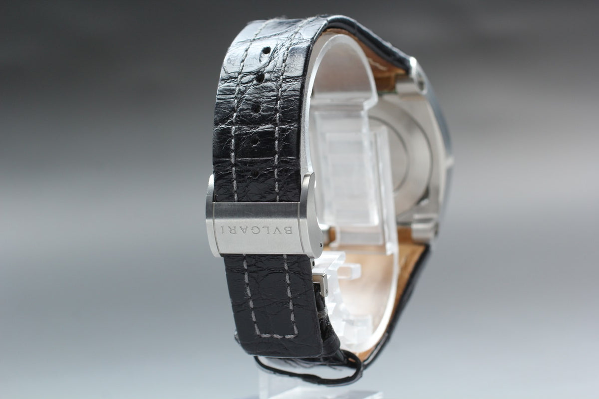 BVLGARI Ergon EG35S Automatic Black Dial Date Men's Watch 35mm JAPAN Box