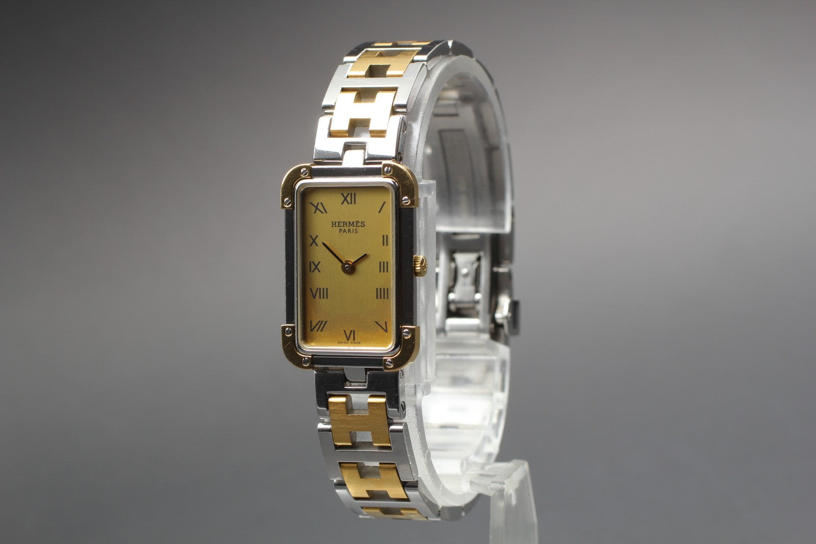 Vintage [Exc+5] HERMES Croisiere CR1.220 Gold Dial 18mm Women's Quartz Watch
