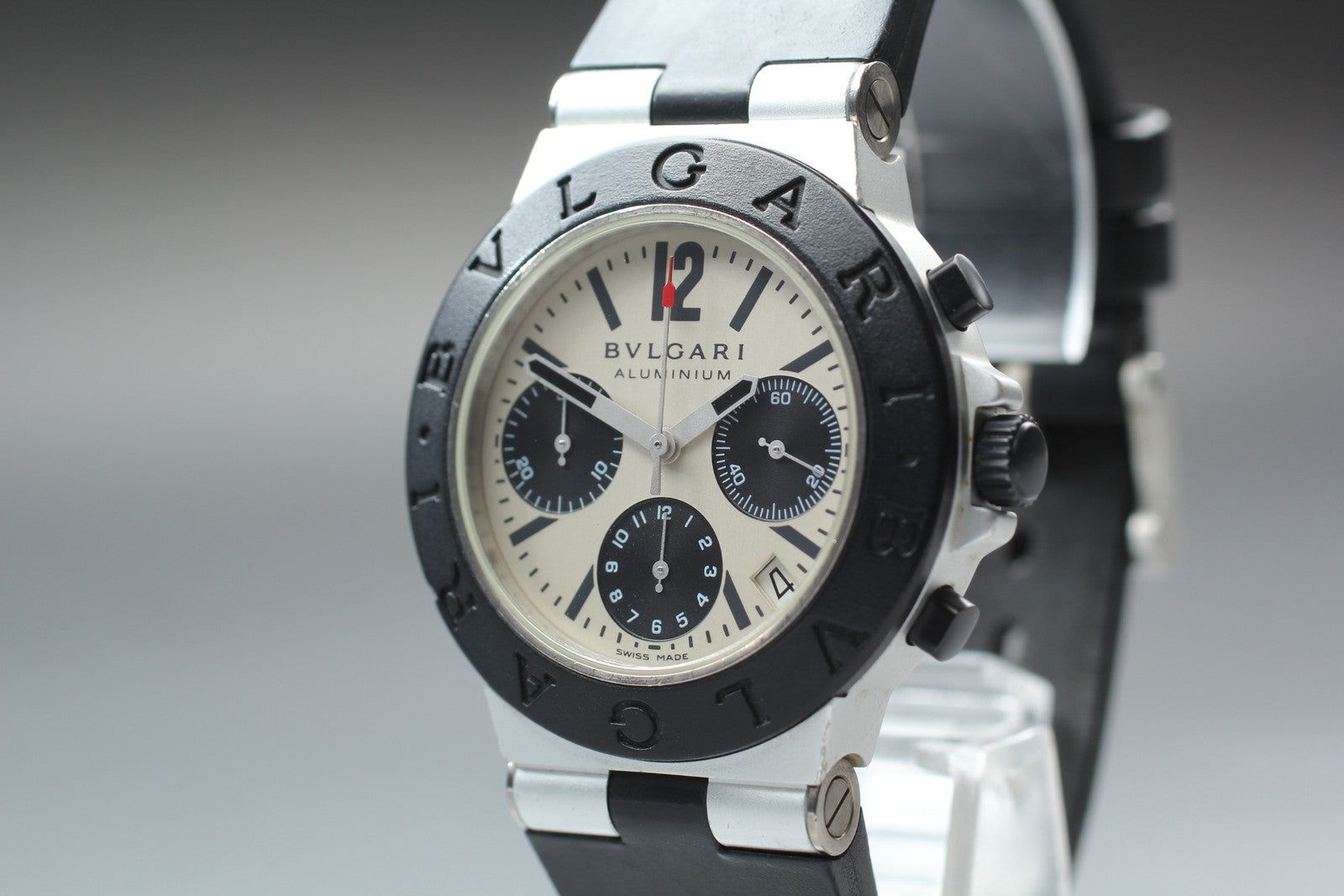 BVLGARI Aluminium AC38TA Automatic chronograph Date Men's Watch 38mm From JAPAN