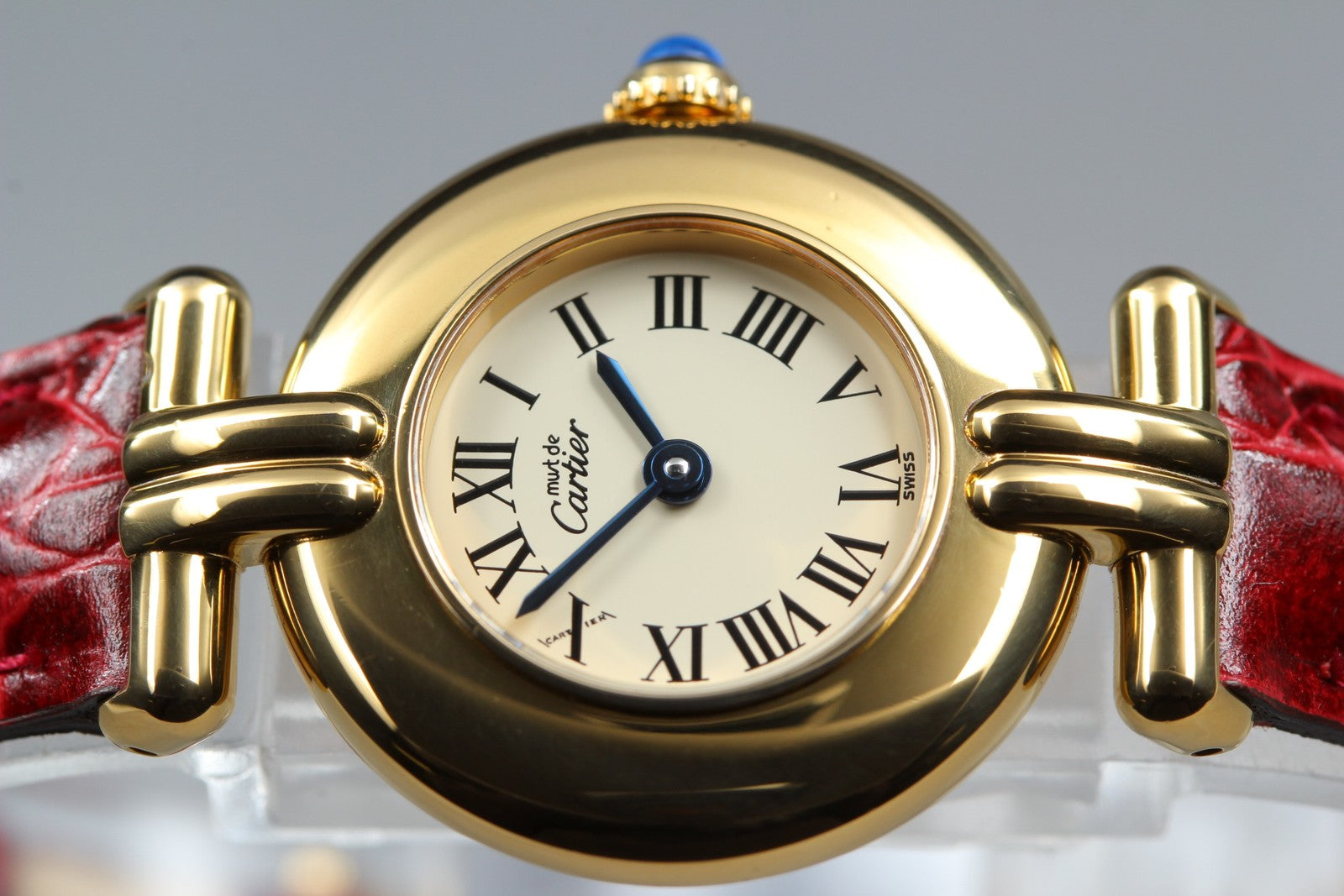 Vintage Cartier Must Colisee Vermeil 590002 Red Ivory Dial Women's Quartz Watch