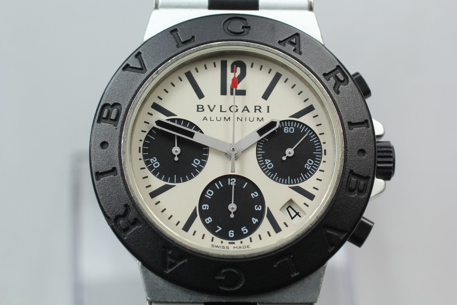 BVLGARI Aluminium AC38TA Automatic chronograph Date Men's Watch 38mm From JAPAN