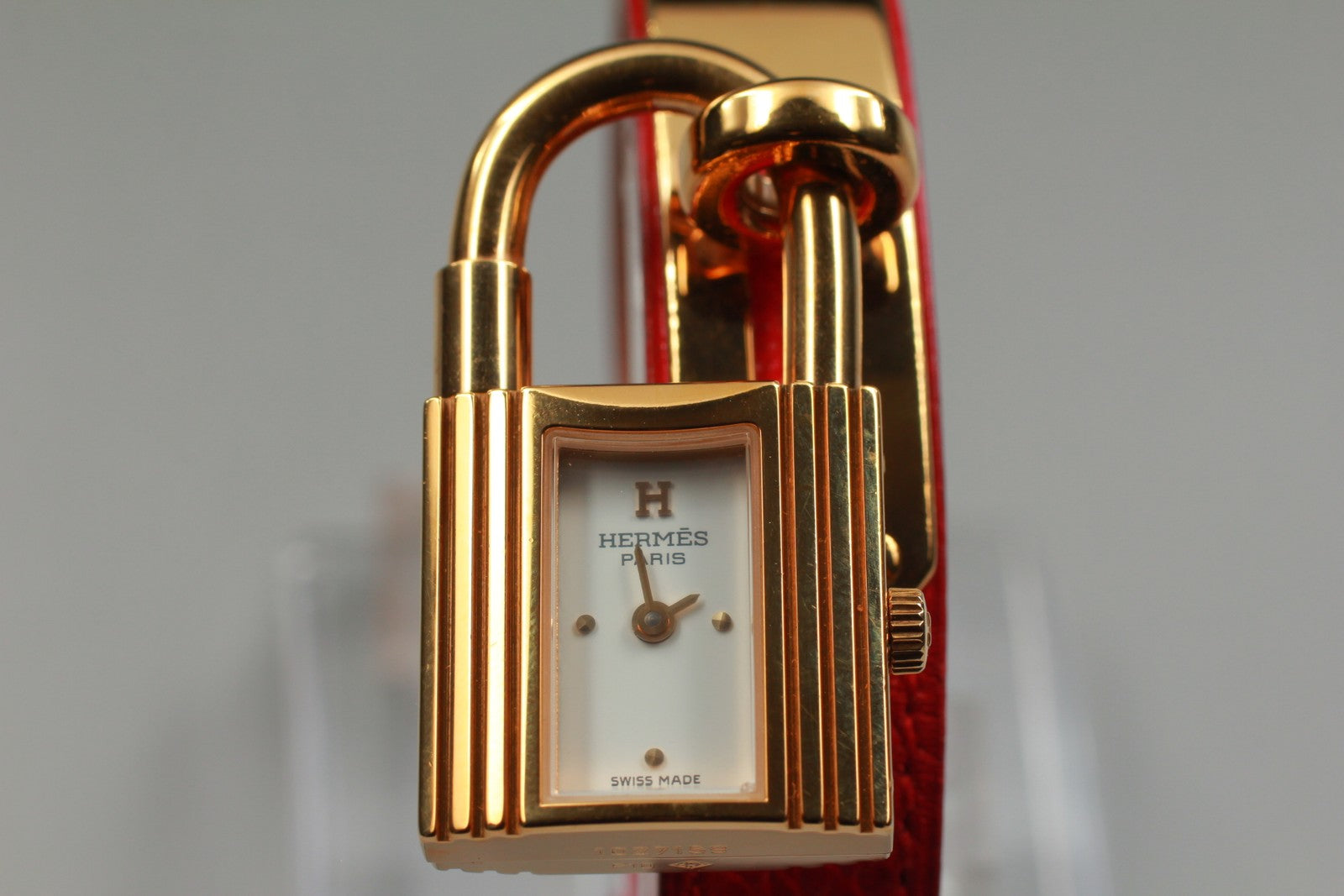 Vintage [Exc+5 Box] HERMES Kelly Watch Gold Red "B" Woman's Quartz Watch JAPAN