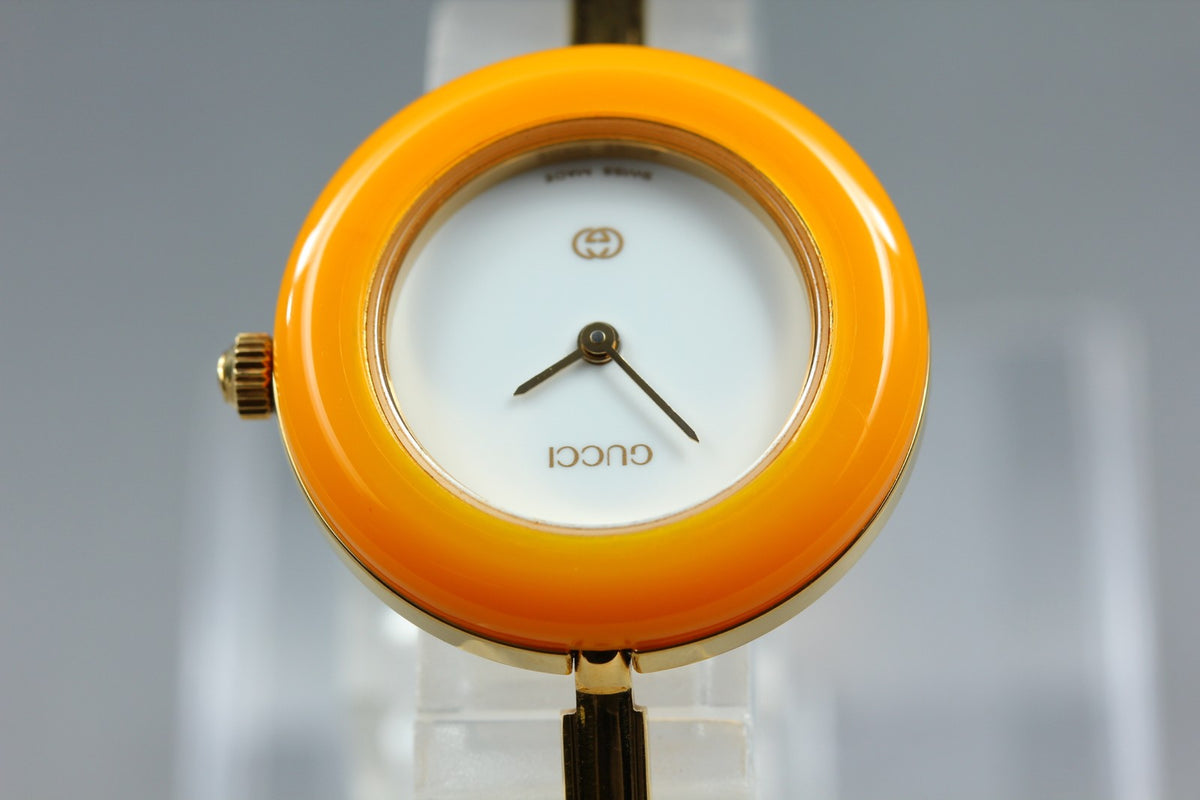 Gucci Change Bezel 11/12 Orange Bezel Gold Women's Quartz Watch Vintage [15.5cm]