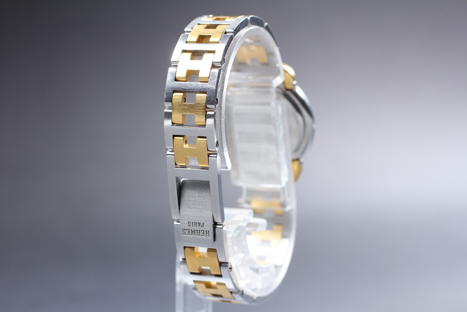 Vintage [Exc+4] Hermes Pullman PU2.240 Ivory Dial 24mm Date Woman's Quartz Watch