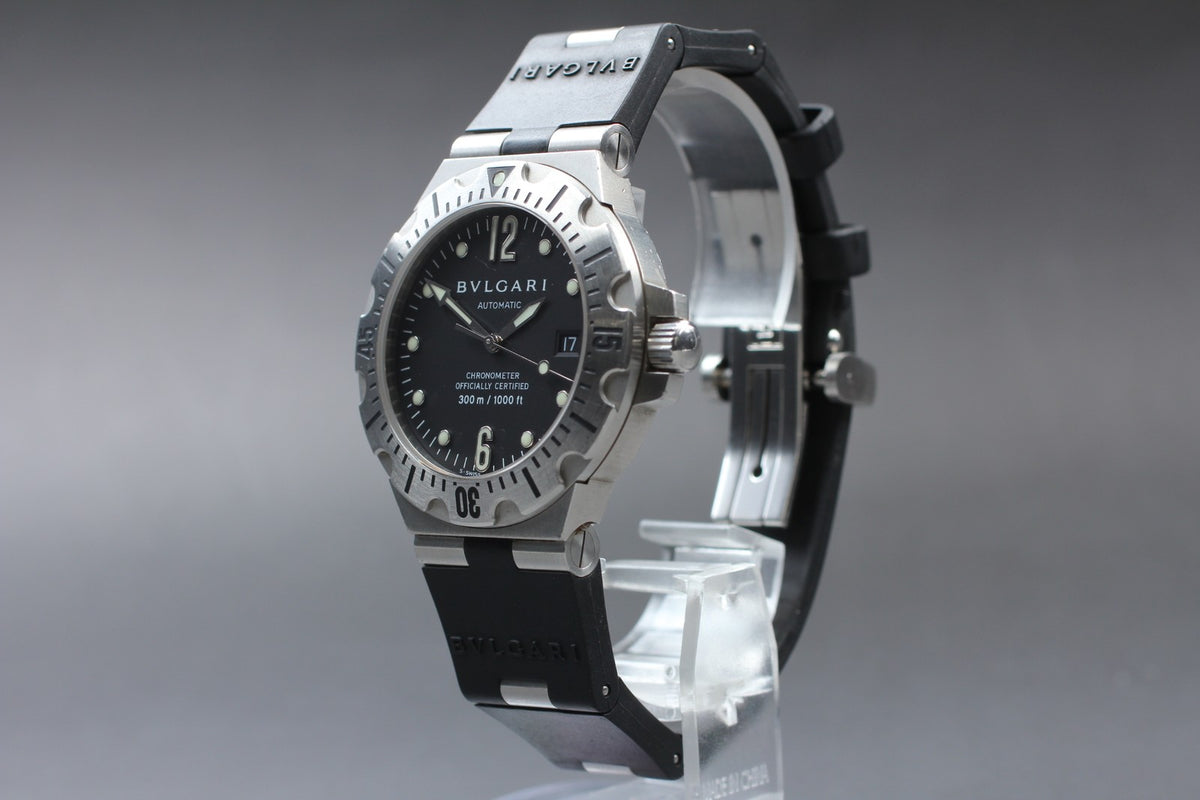 BVLGARI Diagono Scuba SD40S Date black Dial Automatic Men's Watch JAPAN