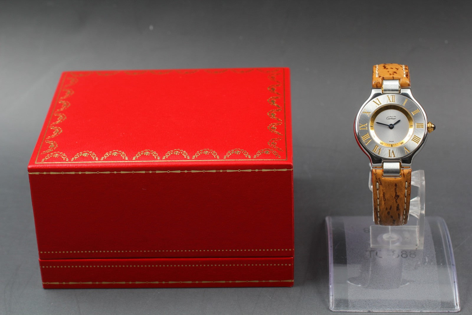 [Near MINT- Box] Cartier Must de Cartier 21 1340 Silver 27mm Women's Qz Watch