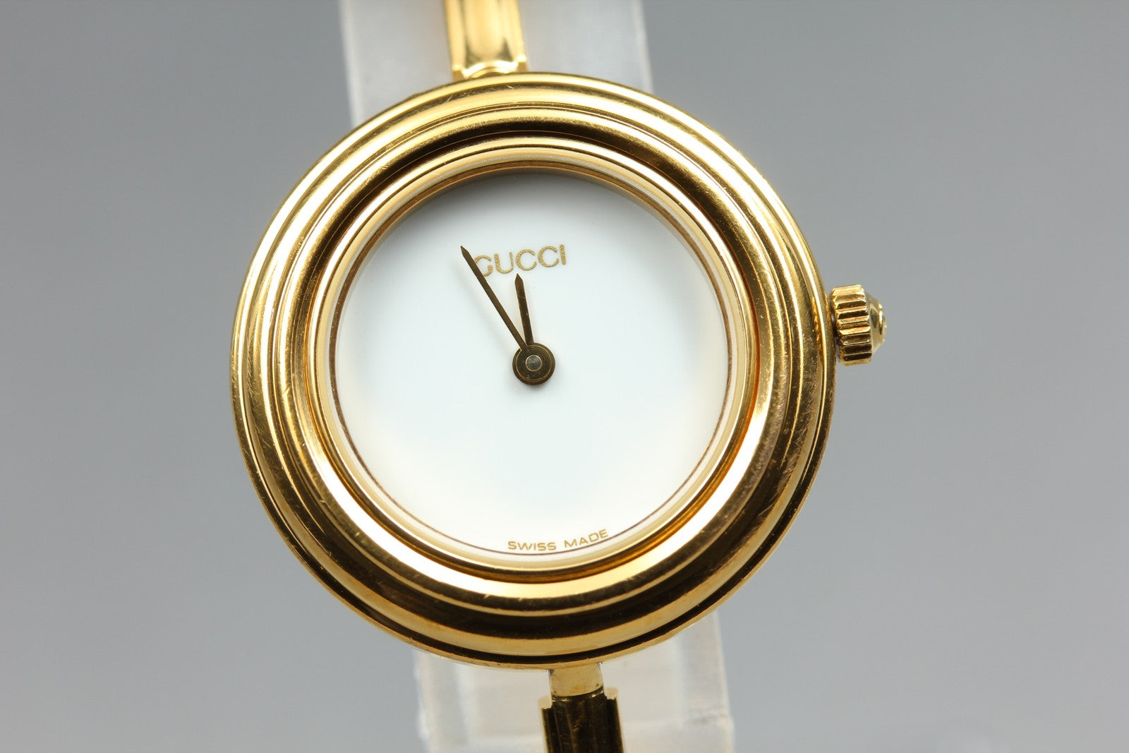 [Overhauled] Gucci Change Bezel 11/12.2 Gold Bangle Women's Quartz Watch Vintage