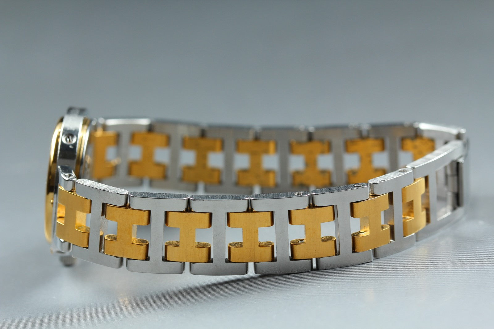Vintage [Exc+5 Box] Hermes Clipper 24mm White Dial Gold Woman's Watch Quartz