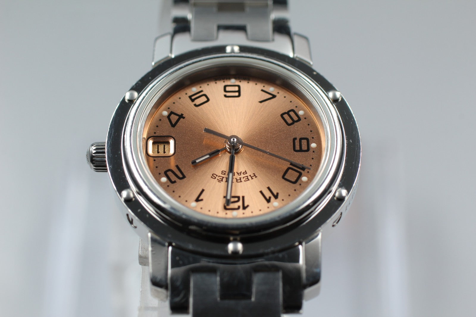 [Exc+5 Box] Hermes Clipper CL4.210 24mm Silver Woman's Quartz Watch JAPAN