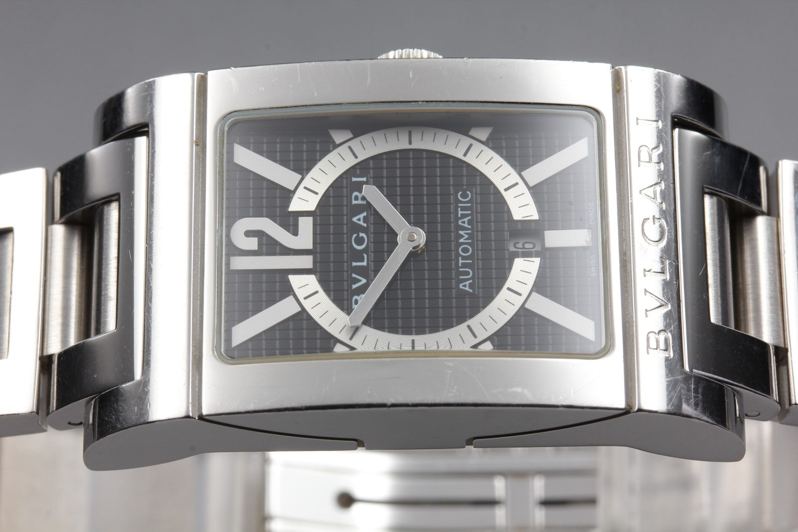 [Exc+5] BVLGARI Rettangolo RT45S Automatic Black Dial Men's Watch From JAPAN Box