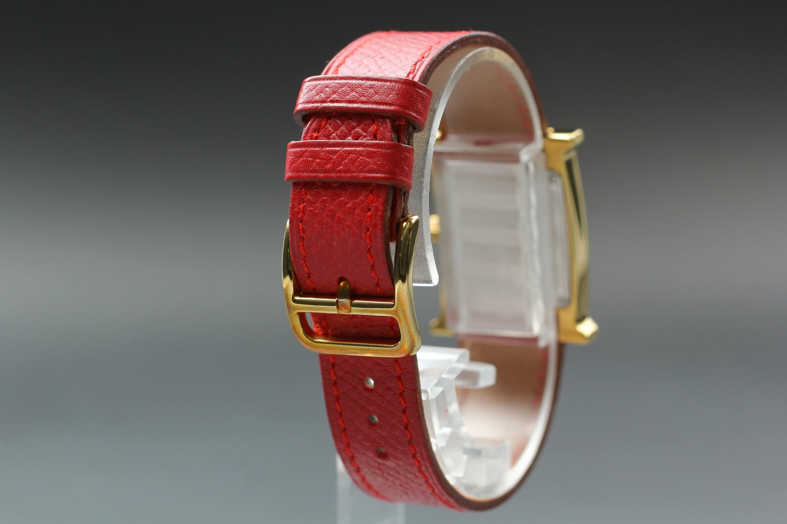 [Exc+5] HERMES H Watch HH1.201 Gold Red "B" 21mm Woman's Watch Quartz From JAPAN