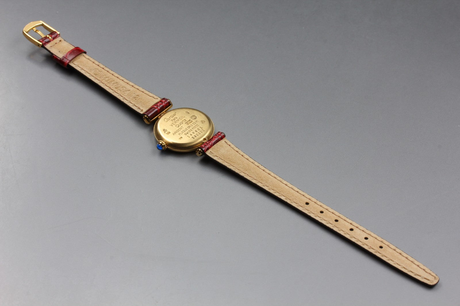 Vintage[Near MINT- Box] Cartier Must Colisee Vermeil 590002 Red Women's Qz Watch