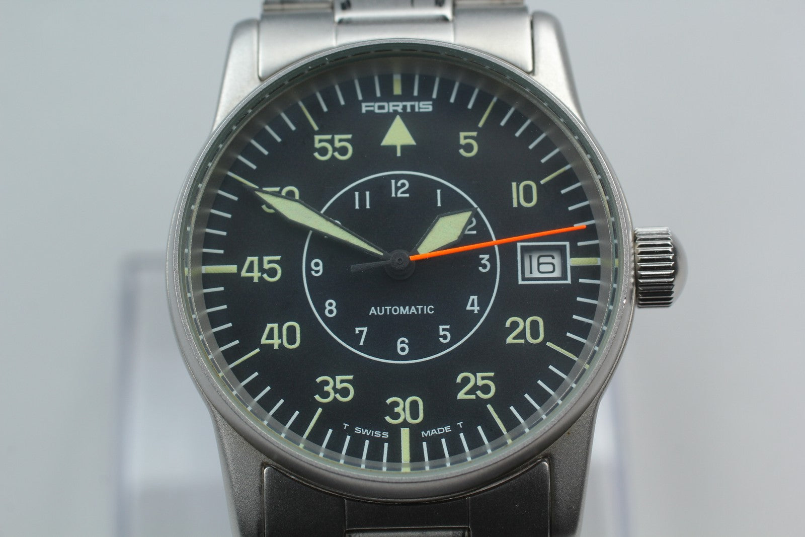 FORTIS Flieger 620.10.46 Automatic Black Men's Date Watch 34mm JAPAN Exc+5*Box