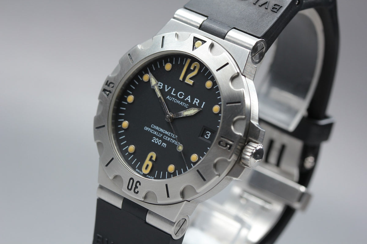 BVLGARI Diagono Scuba SD38S Black Dial Rubber 38mm Automatic Men's Watch [Box]