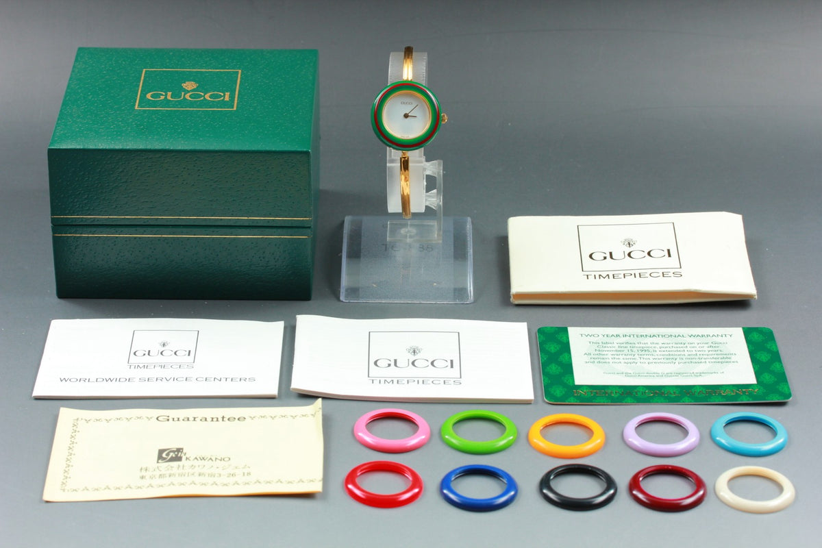 New Batt GUCCI Change Bezel 11/12.2 12Color Quartz White Women's Watch JAPAN