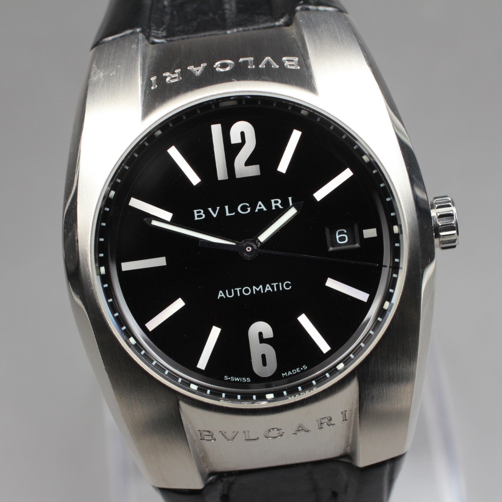 Exc+5*Box BVLGARI Ergon EG40S Black Stainless Steel Automatic Men's Watch JAPAN