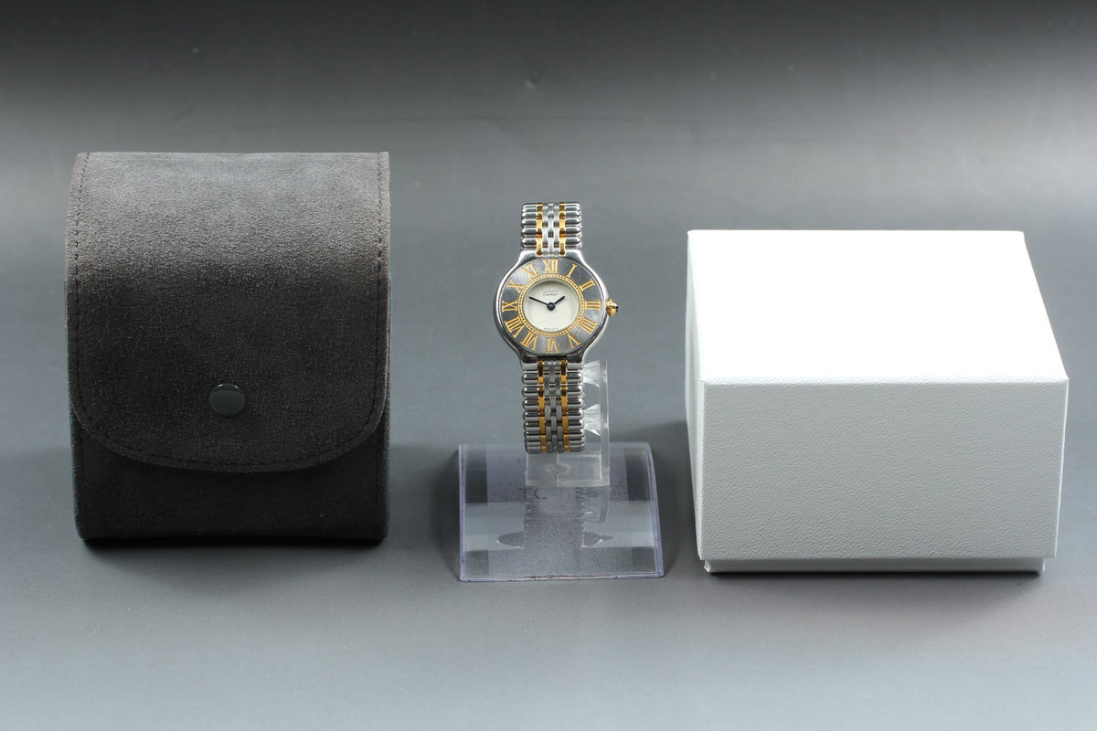Cartier Must de Cartier 21 27mm Silver Gold Women's Quartz Watch Vintage [Pouch]