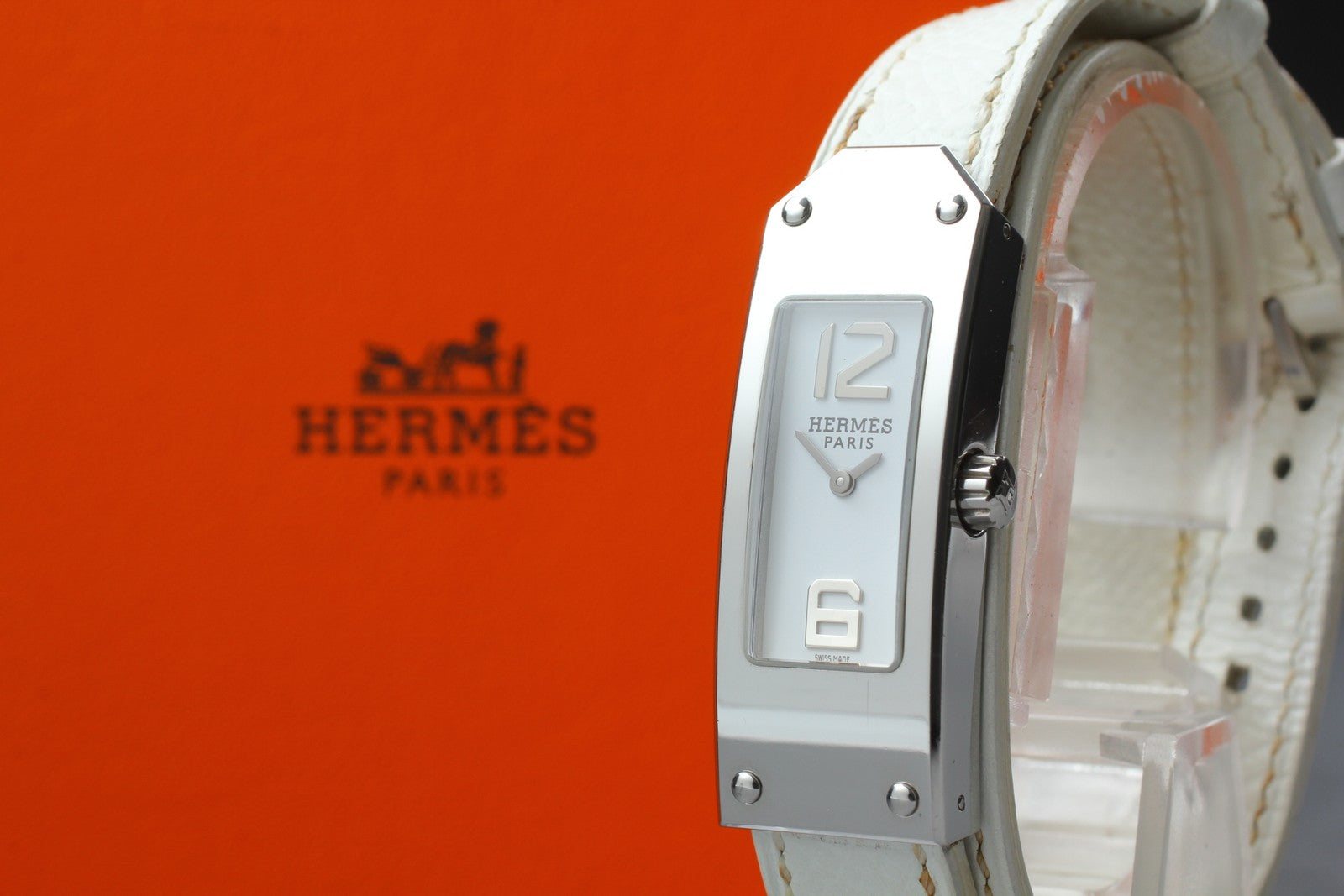 HERMES Kelly 2 Double Tour KT1.210 White 15mm "I" Quartz Women's Watch [w /Box]