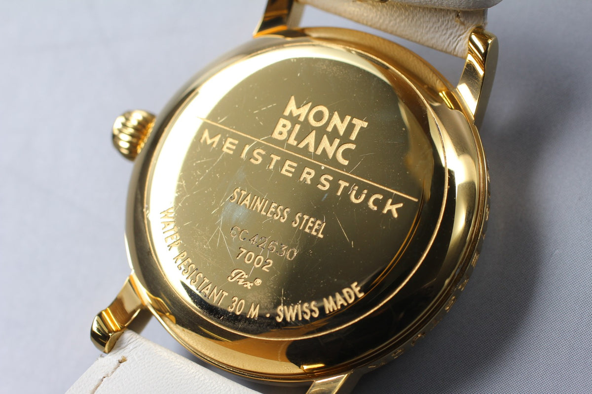 [N MINT- Box] Montblanc Meisterstuck 7002 Gold White 35mm Men's Quartz Watch