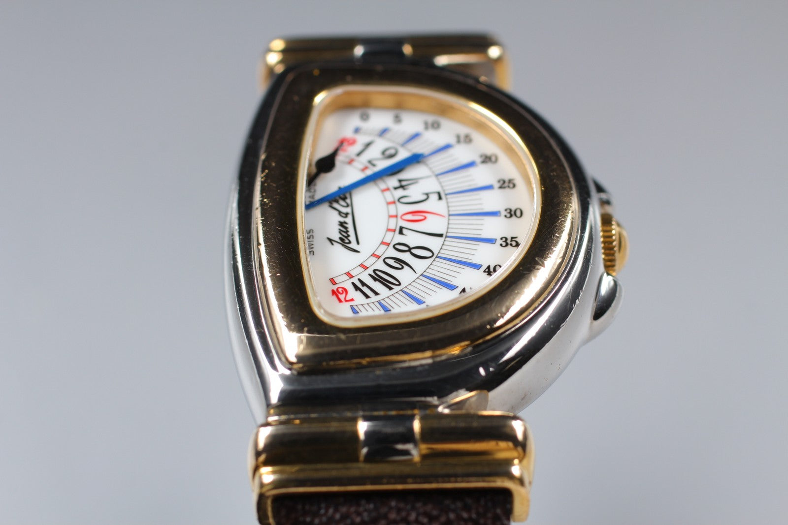 Vintage [Exc+5] Jean d'eve Sectora Gold 24mm Blue Women's Quartz Watch JAPAN