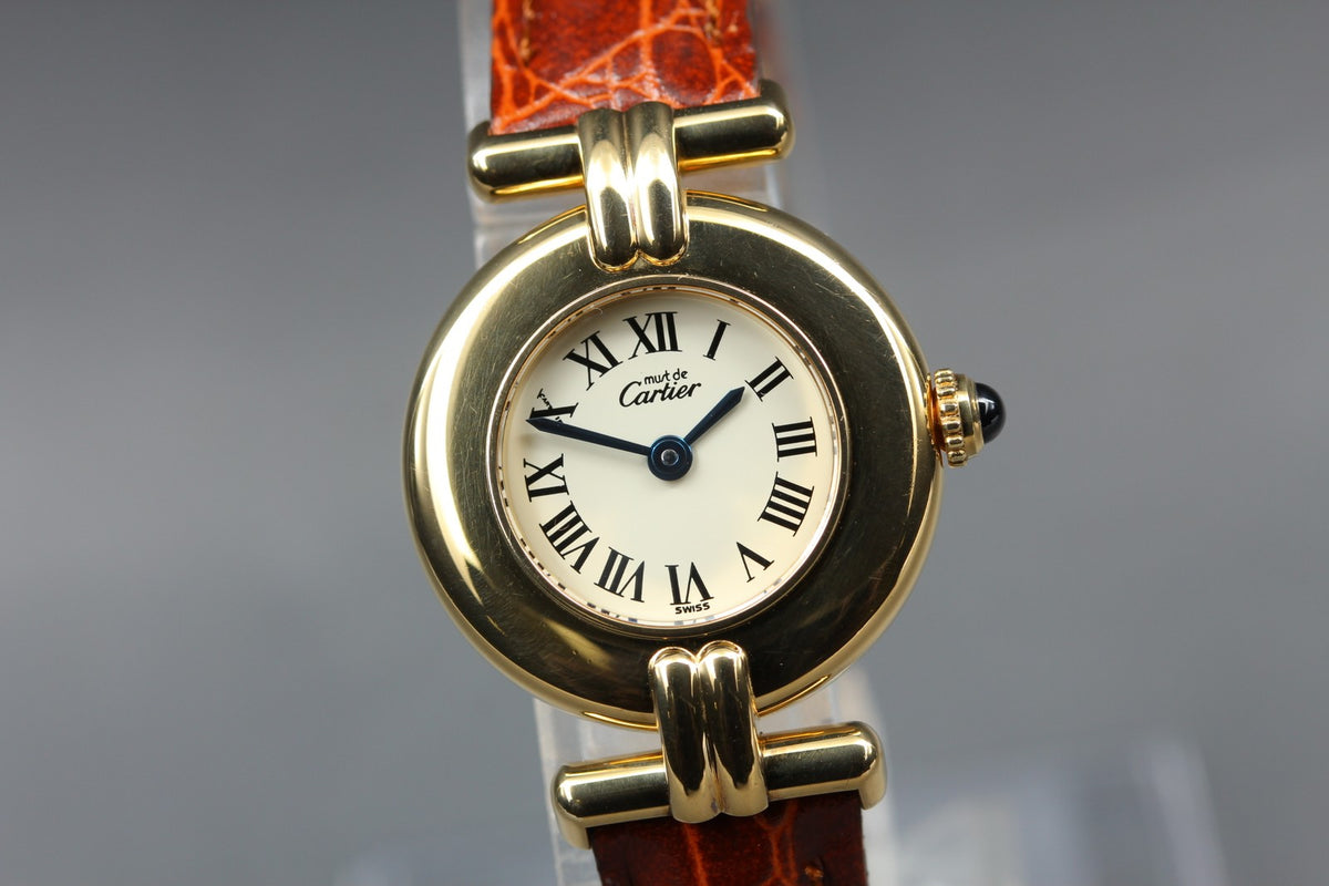 Cartier Must Colisee Vermeil 590002 Brown Gold Women's Quartz Watch Vintage