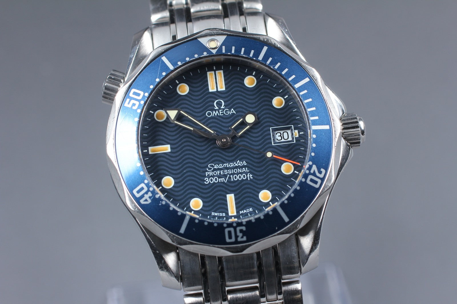 [Exc+5 Box] OMEGA Seamaster 2561.80 300M Date Blue 36mm Men's Quartz Watch
