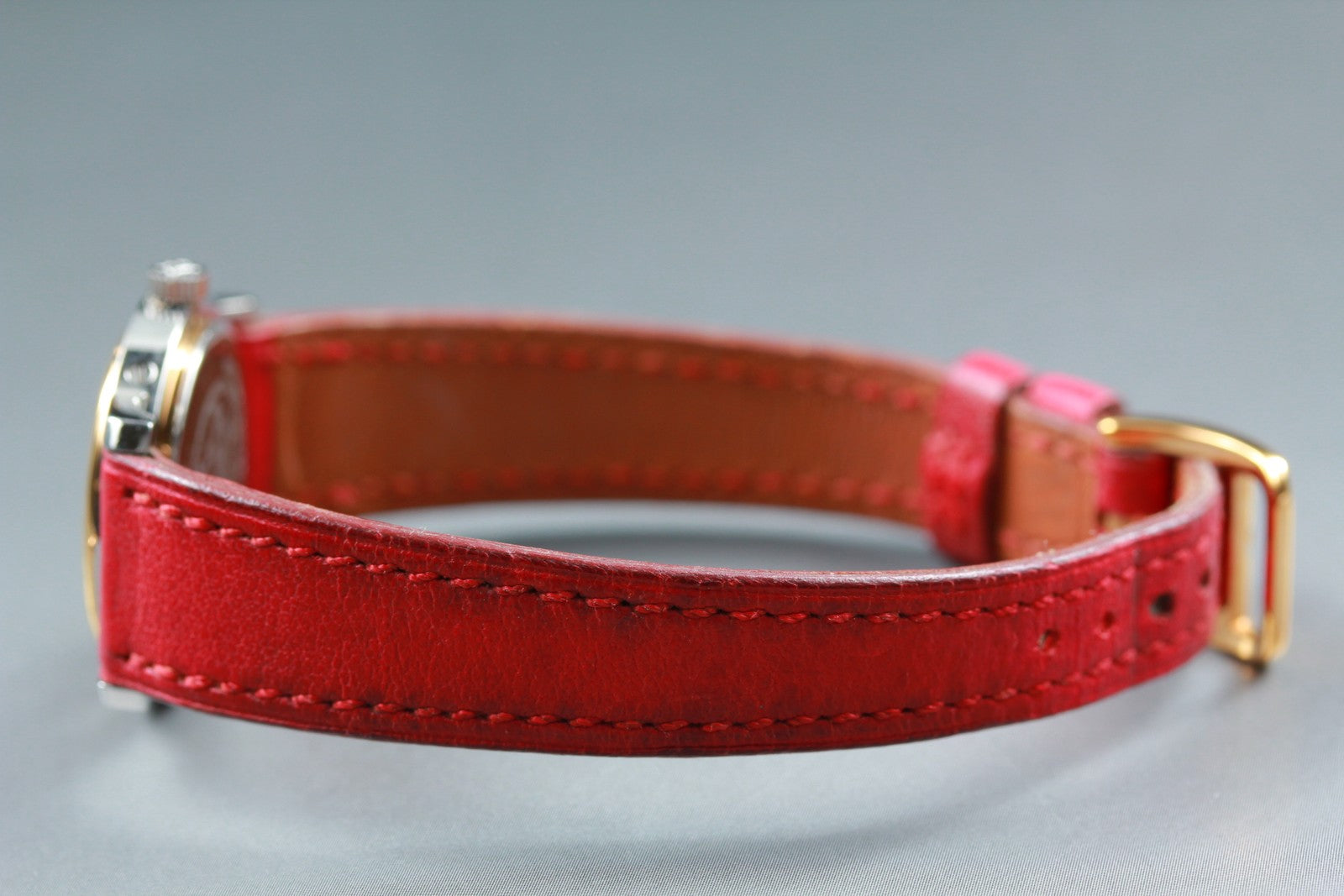Vintage [Exc+5] HERMES Clipper White Dial Red 24mm Woman's Quartz Watch JAPAN