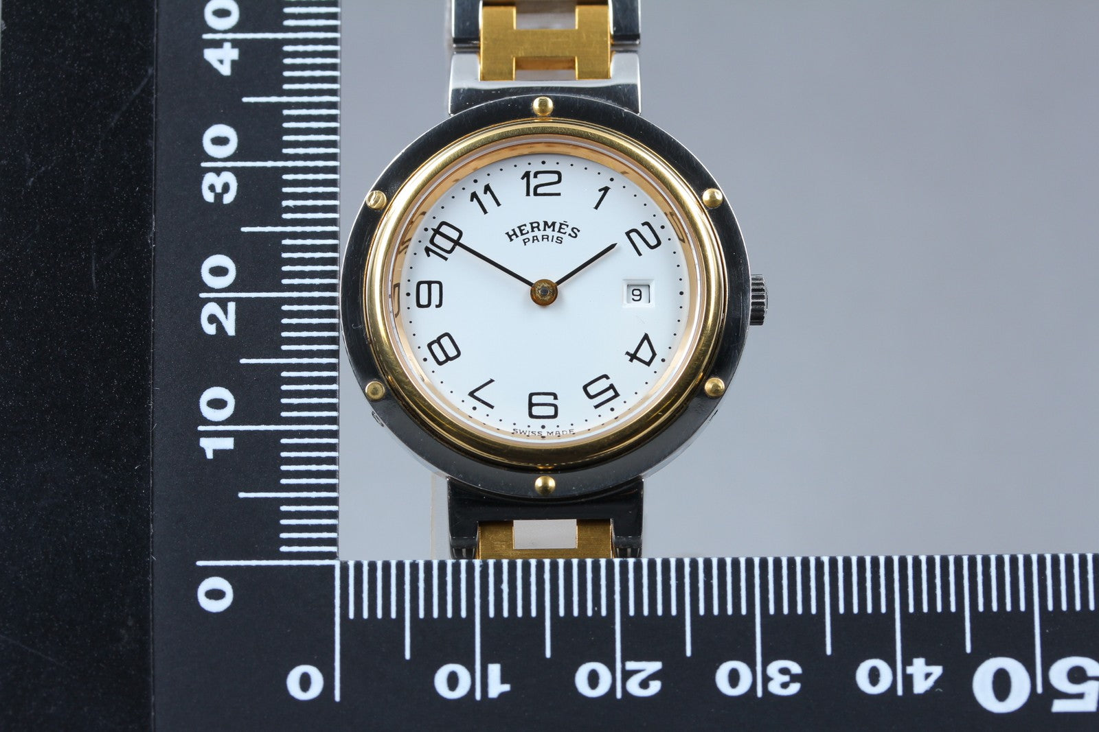 Vintage [Exc+5 Box]  HERMES Clipper White Dial Gold 24mm Woman's Quartz Watch