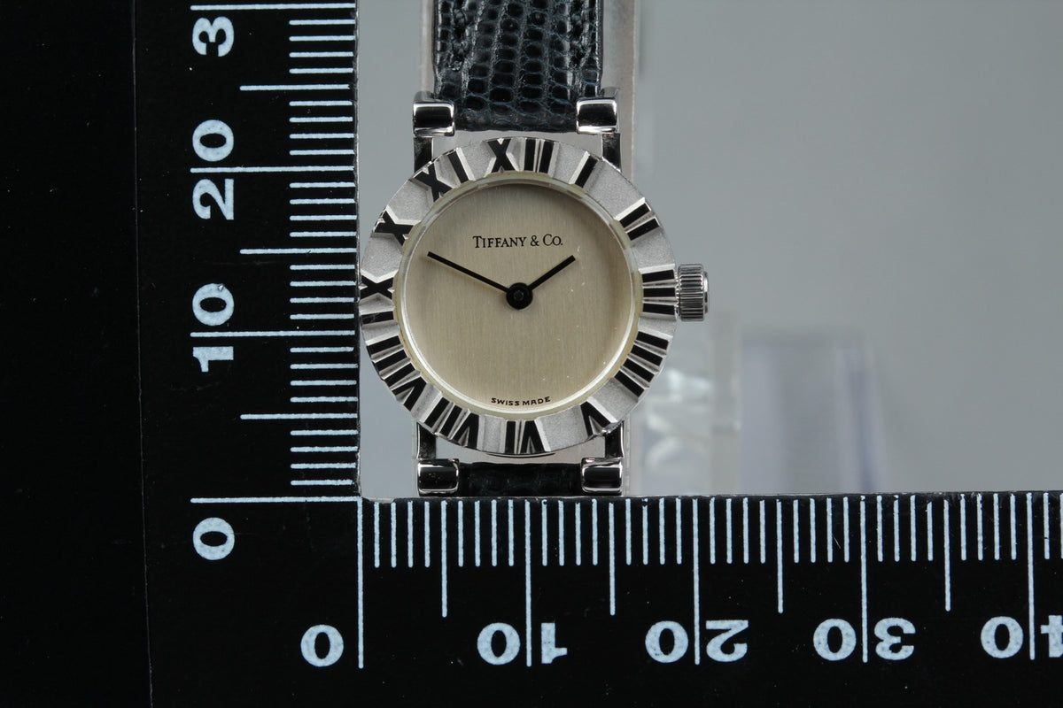 TIFFANY & Co. Atlas Mini S0640 Silver Dial Black 19mm Women's Quartz Watch