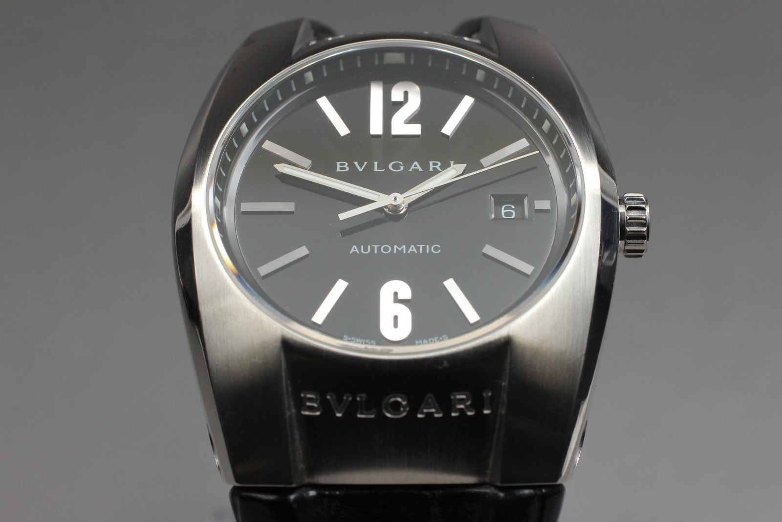 Exc+5*Box BVLGARI Ergon EG40S Black Stainless Steel Automatic Men's Watch JAPAN