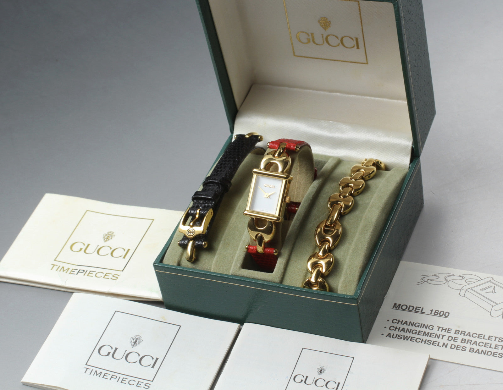 Vintage [Exc+5 Box] Gucci 1800L Gold Change Belt White Dial Women's Quartz Watch