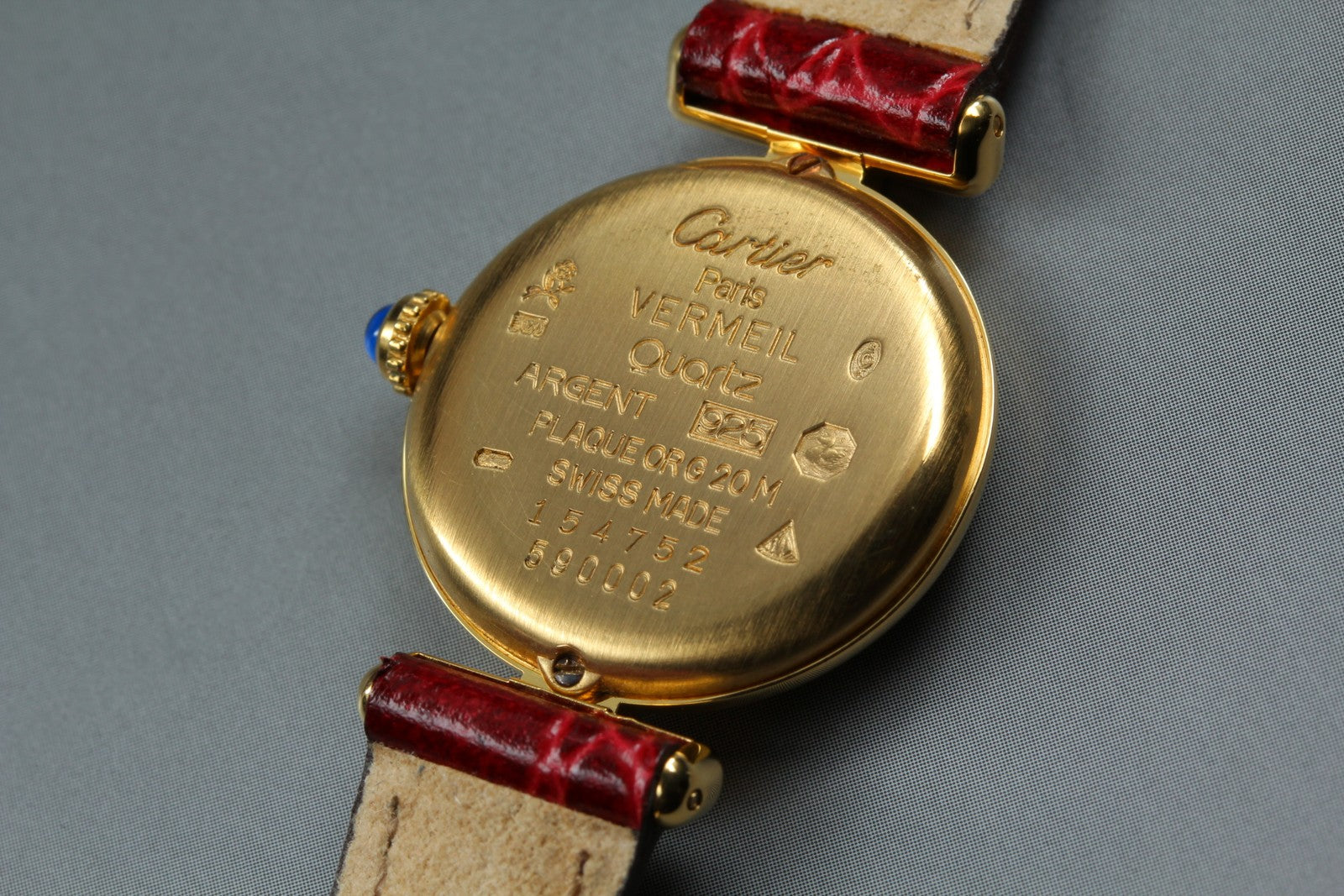 Vintage Cartier Must Colisee Vermeil 590002 Red Women's Quartz Watch [Pouch]