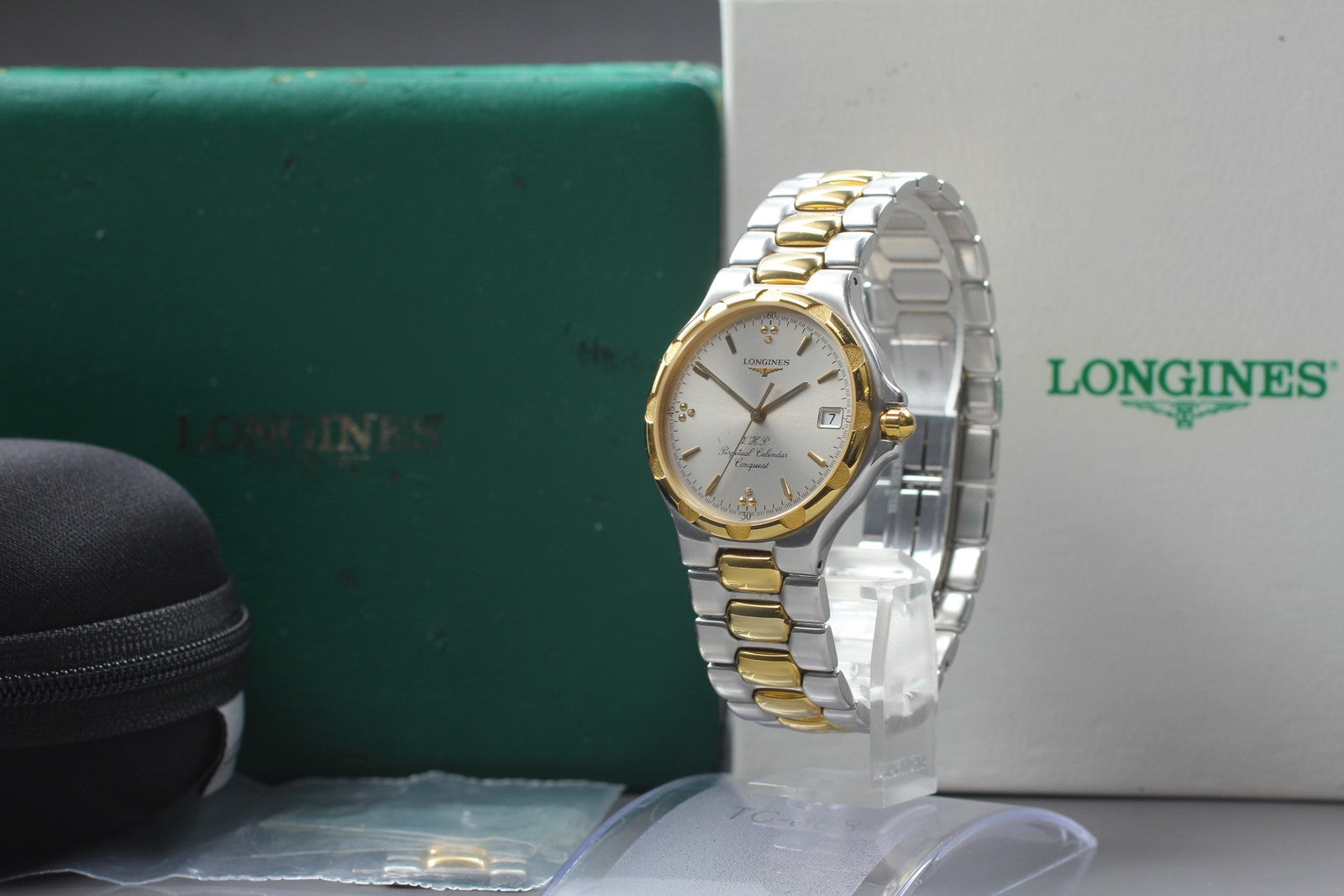 New Batt[Exc+5] LONGINES Conquest VHP L1.627.3 Quartz Silver Men's Watch 34mm JP