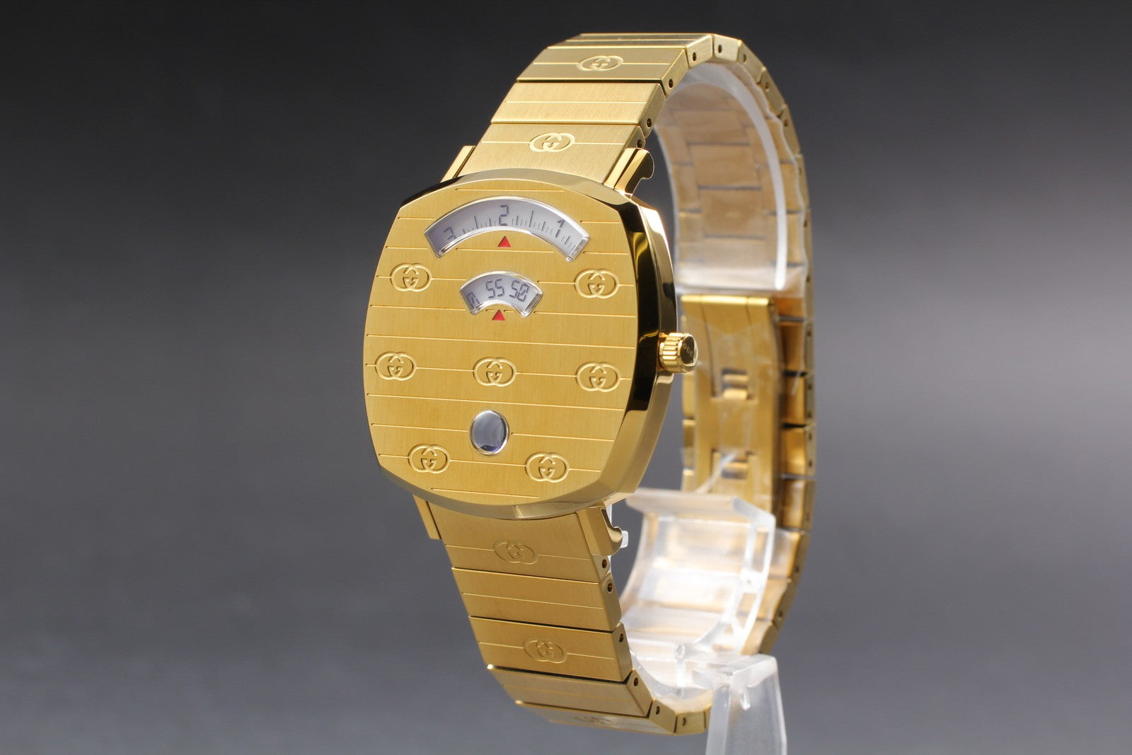 [MINT Box] GUCCI Grip 157.4 YA157403 35mm Gold GG Man's Quartz Watch From JAPAN