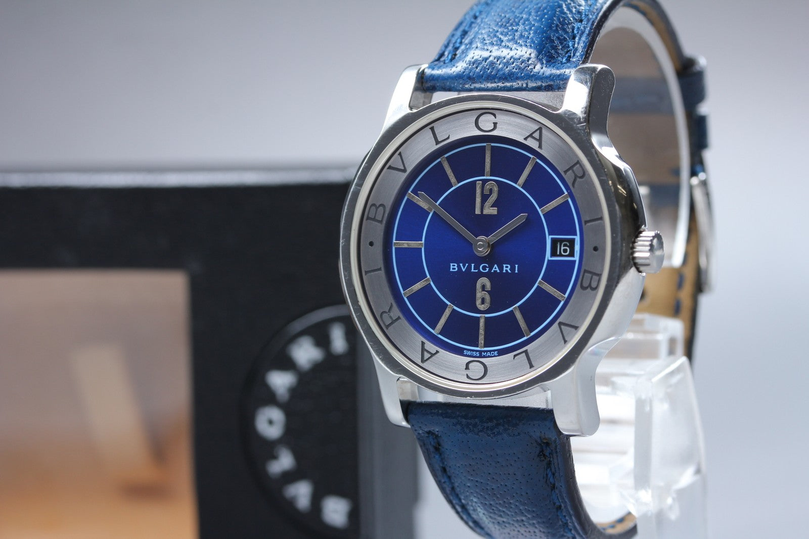 [Exc+5 Box] BVLGARI Solotempo ST35S 35mm Blue Dial Unisex Quartz Watch