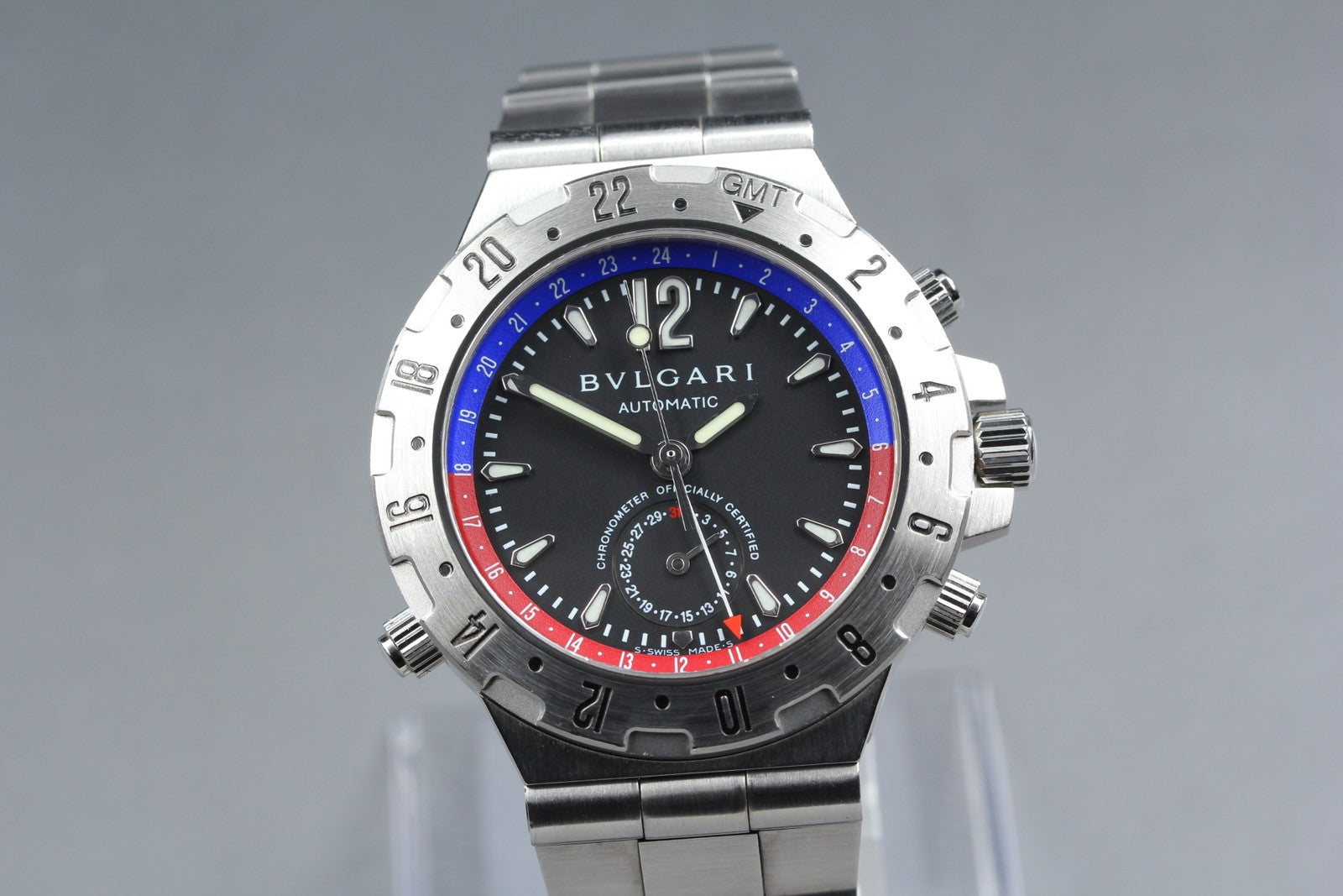 BVLGARI Diagono Professional GMT40S Automatic Black Men's Watch 40mm JAPAN Box