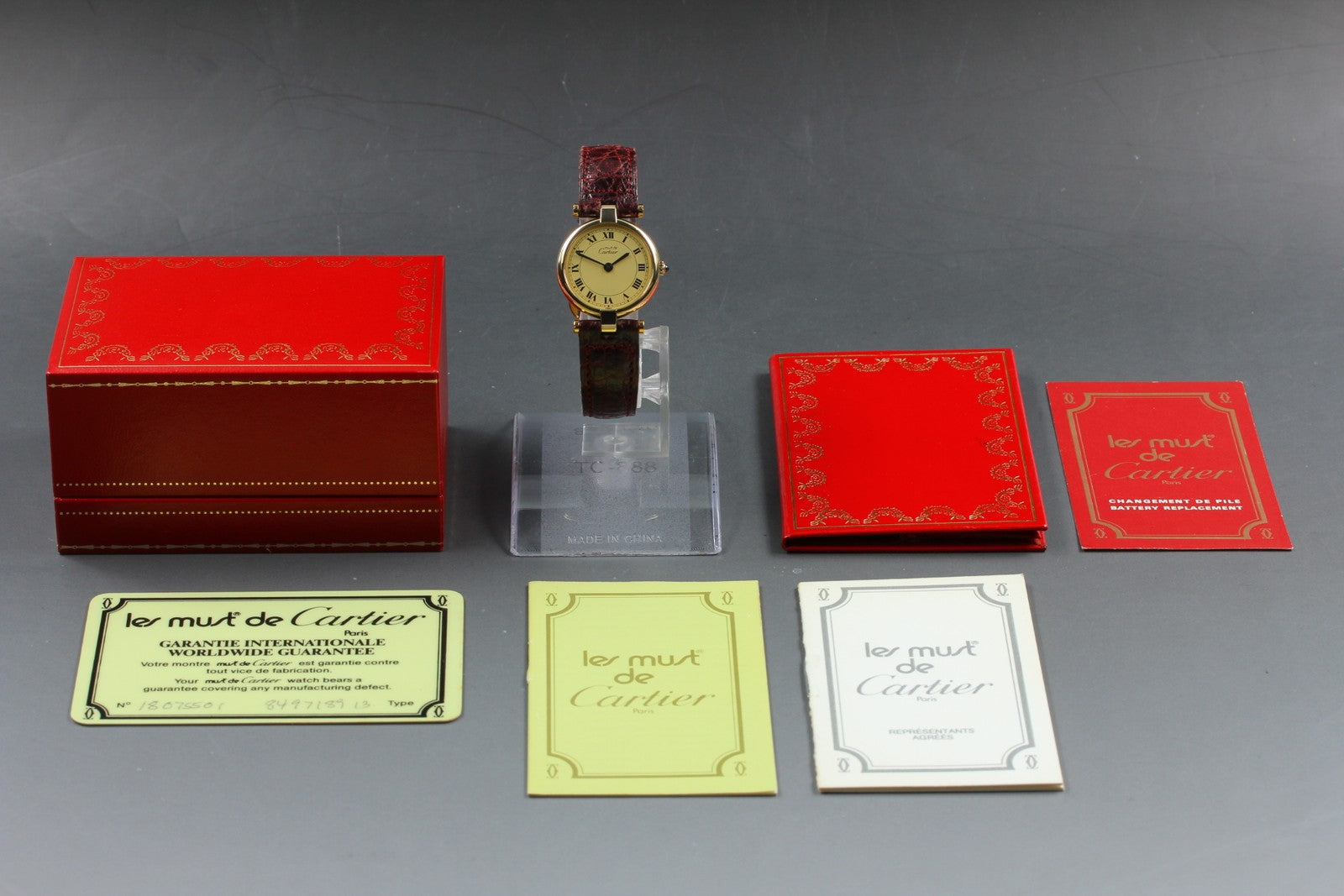 Vintage [Exc+4 Box] Cartier Must Vendome Vermeil Gold 23mm Women's Quartz Watch