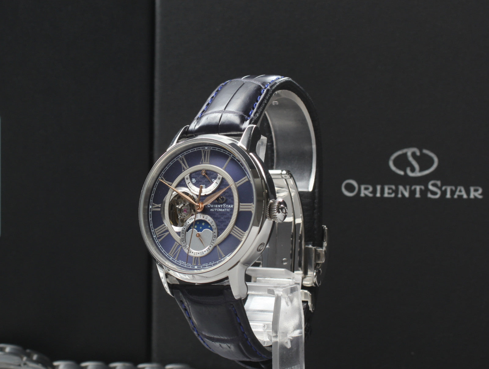 Exc+5 Box Orient Star Mechanical Moonphase F7X6-UAA0 Automatic Blue Men's Watch