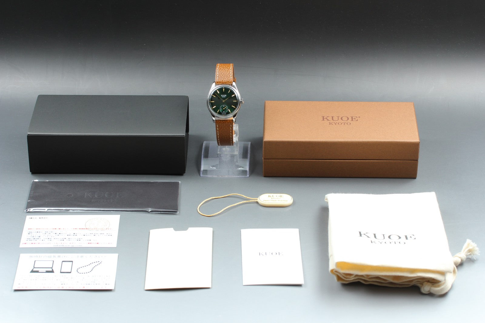 KUOE KYOTO OLD SMITH 90-001 34mm Green Dial Brown Quartz Men's Watch [Box]