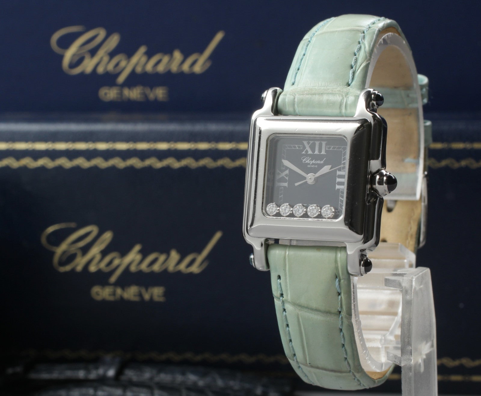 [Exc+5 Box] Chopard Happy Sport 27/8892-23 Diamond Navy Quartz Women’s Watch