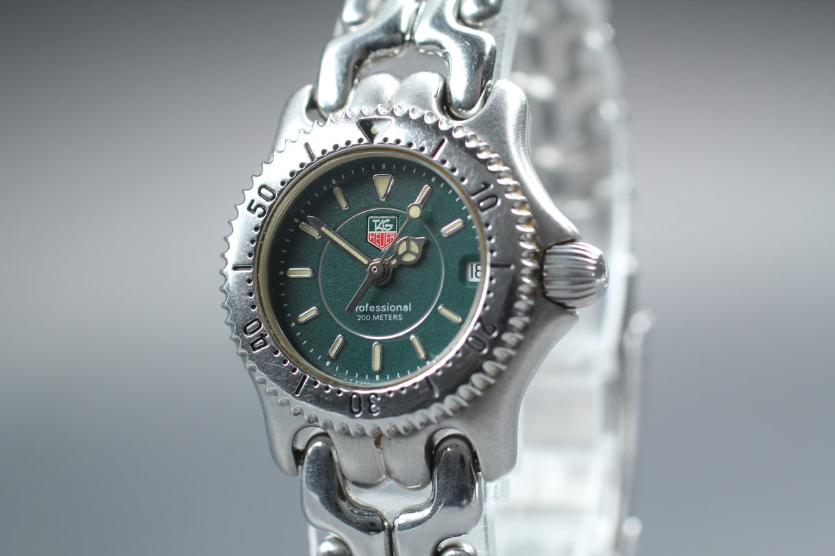 TAG Heuer SEL Professional 200M WG1419 Green Quartz Women's Watch 23mm JAPAN