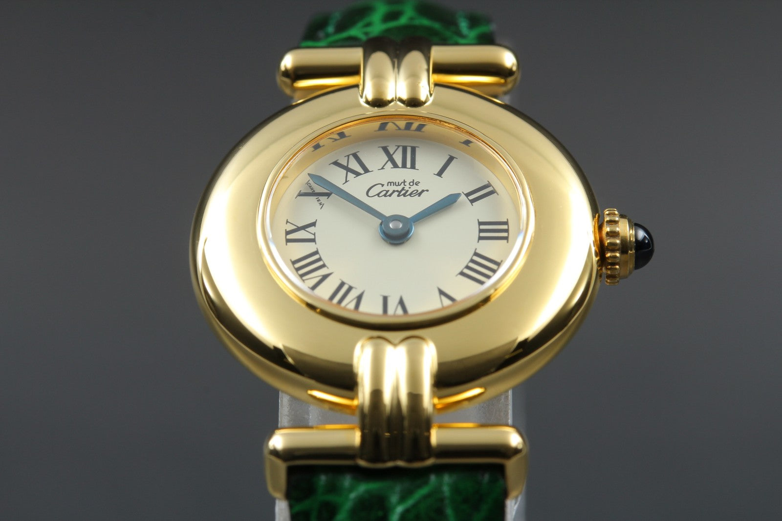 Vintage Cartier Must Colisee Vermeil 590002 Green Gold Women's Qz Watch [Box]